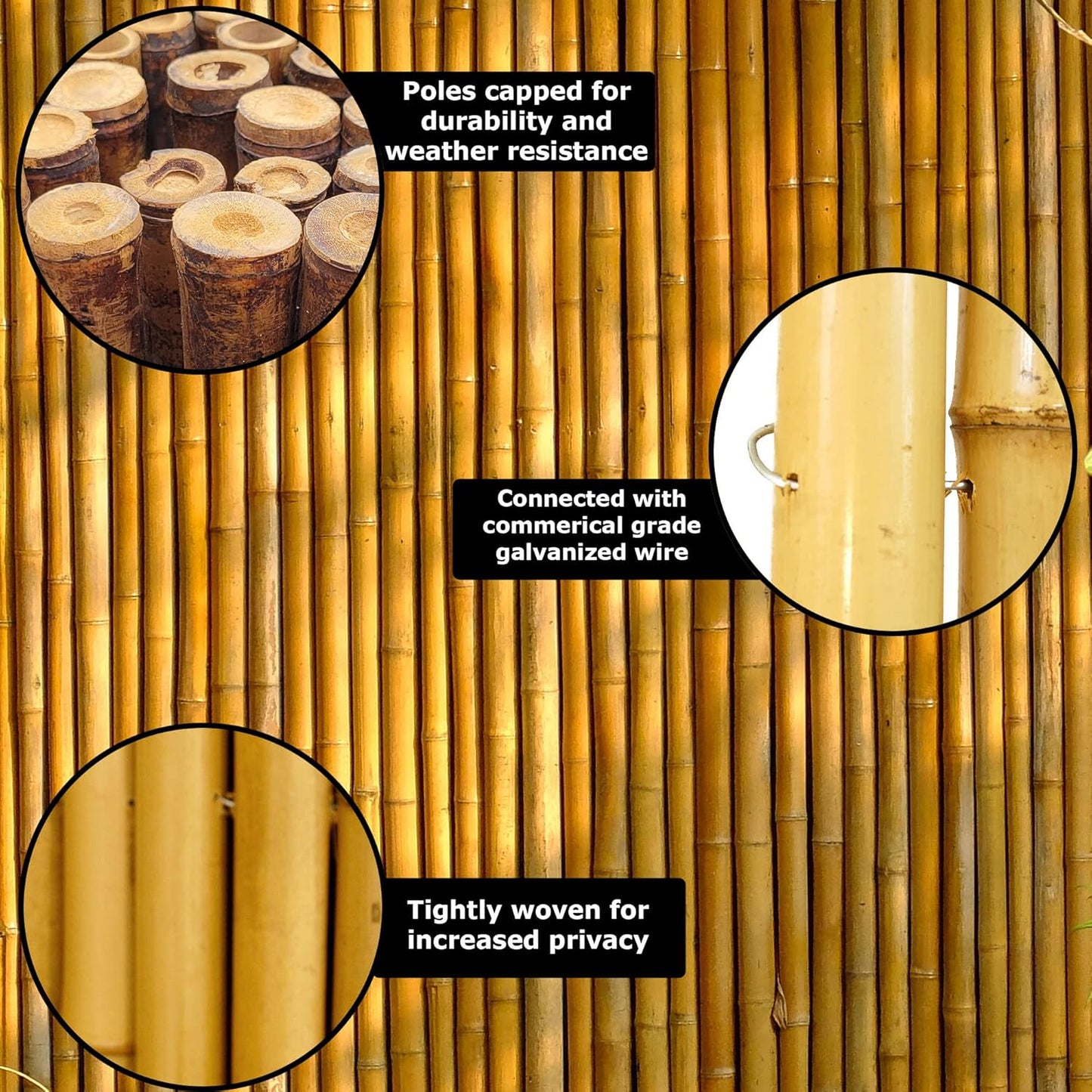 Backyard X-Scapes Natural Rolled Bamboo Fence 1in D x 4ft H x 8ft L