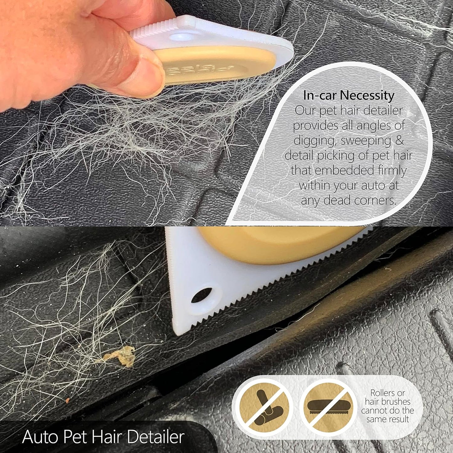 Mini Pet Hair Detailer, Pet Hair Remover for Carpet Couch Bedding Sofa, Car Interior Auto Detailing Supplies, Dog Cat Fur Reusable Brush for Furniture