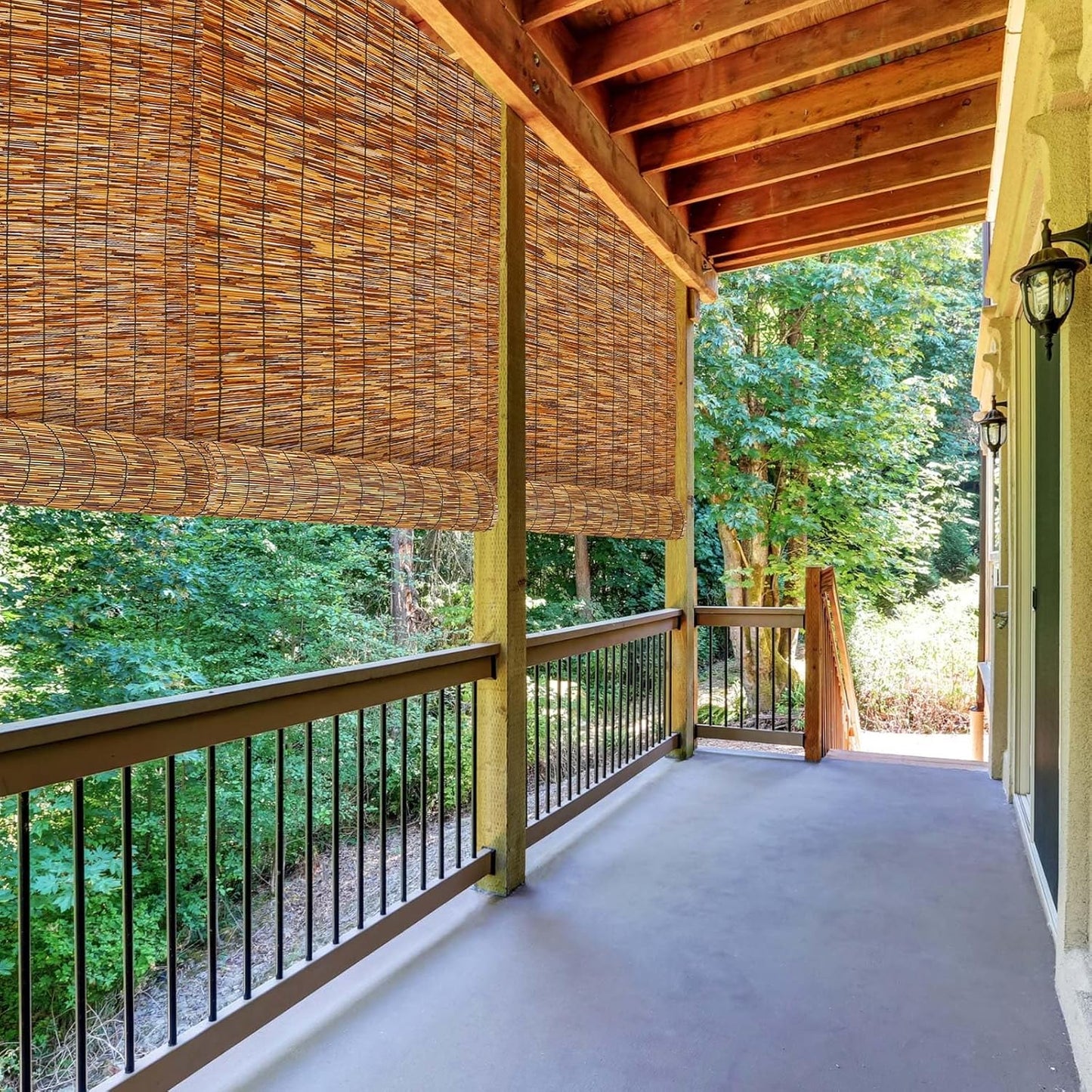 Barydat 4 Pcs 3 x 16.4 ft Bamboo Privacy Screen, Reed Fence Roller Patio Decorative Fences Reed Screen Curtain for Garden Backyard Patio Balconies