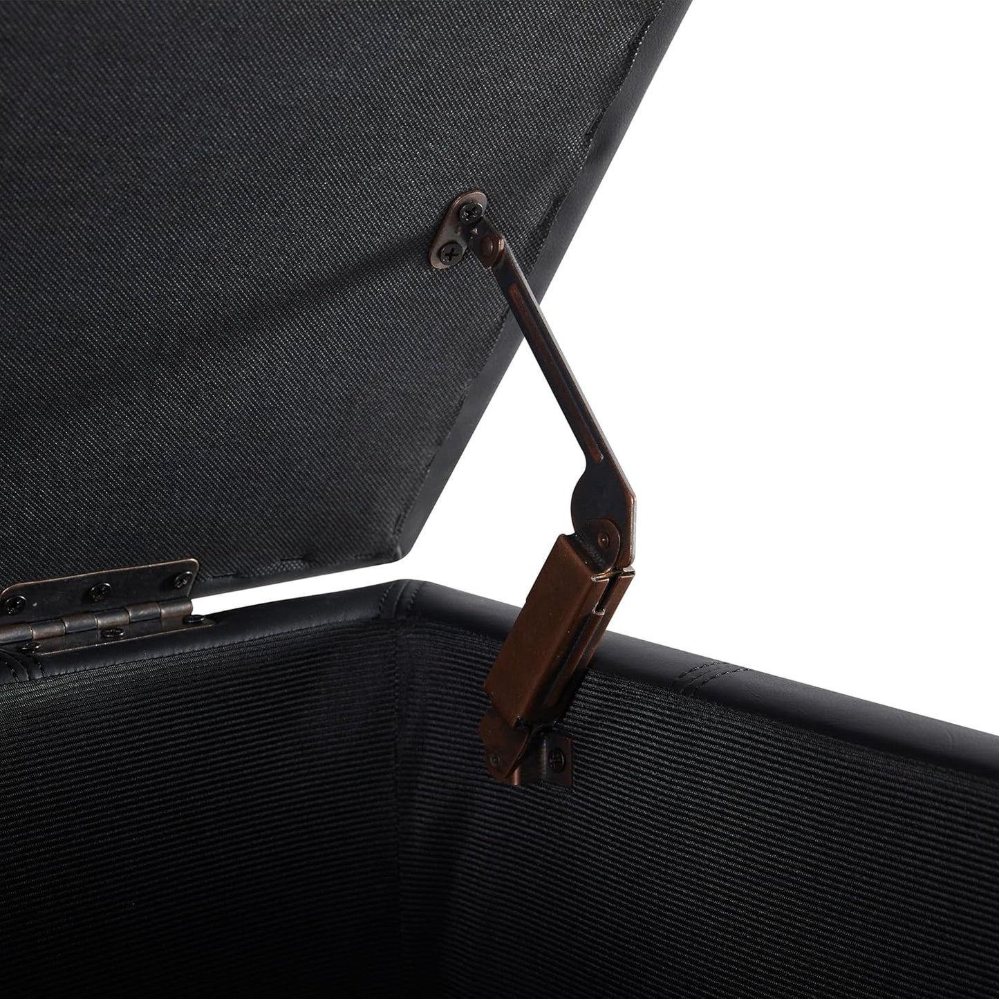 HUIMO Square Leather Storage Ottoman, Black Tufted Large Ottoman for Living Room, Coffee Table with Storage(Black)