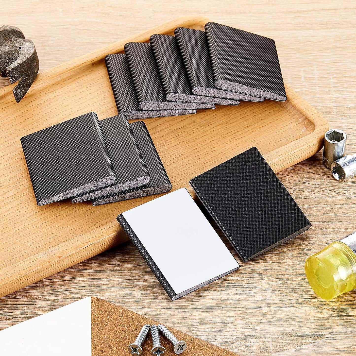 Zonon 64 Pieces Door Corner Seal Weatherstripping Exterior Door Frame Seal Draft Stopper Adhesive Corner Pads for Weather Stripping and Draft Protection (Black)