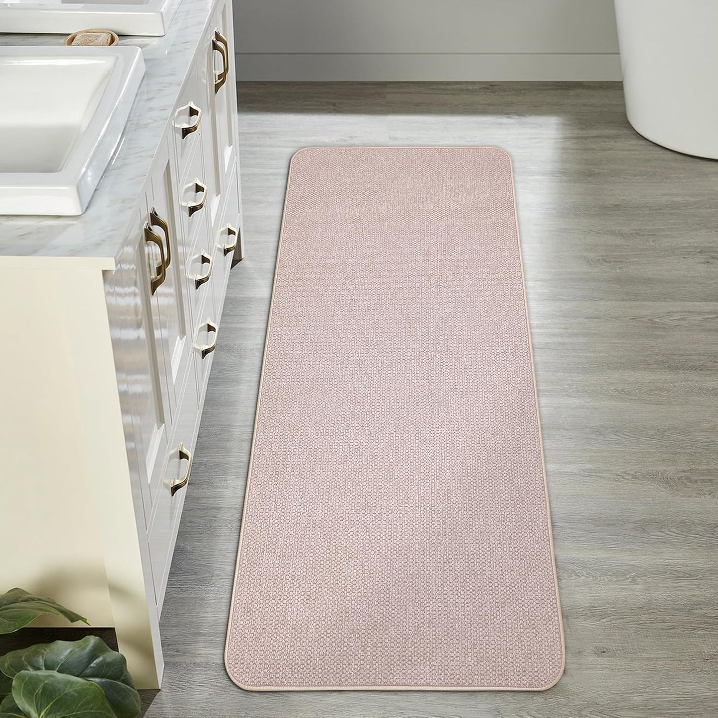Bath Mat,Ultra Thin Bathroom Runner Rugs,Large Bath Mats for Bathroom,Quick Dry,Non-Slip,Machine Washable,Low Pile,Bath Rug,Shower Outside,Sink,Home Decor Accessories.Beige,1'9"x3'11"(21x47inch)