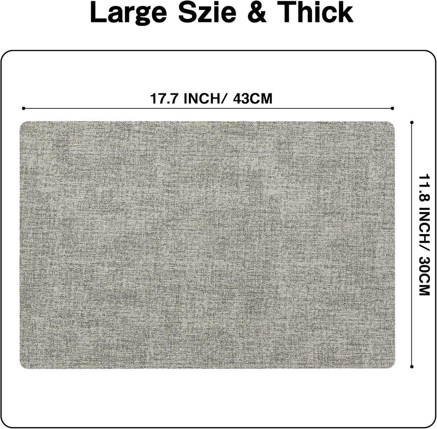 Chrysameld Vinyl Placemats Set of 4 - Faux Leather 100% Waterproof Oil-Proof Wipeable PU Place Mats, Heat Resistant Anti Slip Reversible Table Mats for Indoor & Outdoor Use,(17×12Inch, Light Grey)