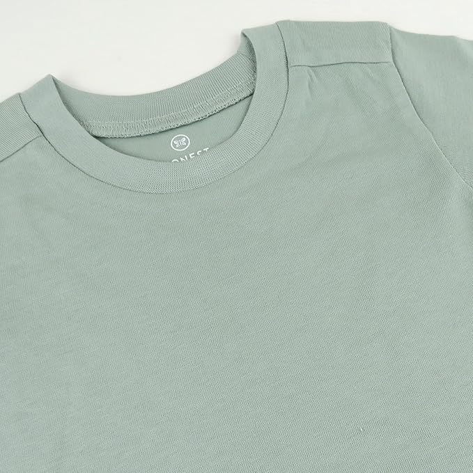 HonestBaby 5-Pack Short Sleeve T-Shirts 100% Organic Cotton Baby, Toddler, Little Kid, Boy, Girl, Unisex