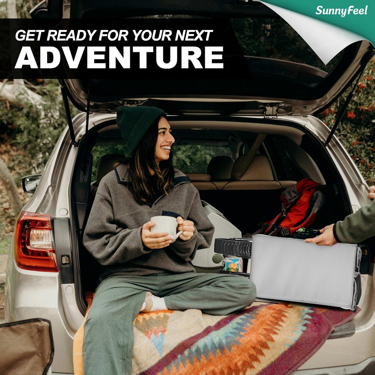 SunnyFeel Heavy Duty Collapsible Outdoor Utility Wagon Cart 400LB Capacity Adjustable Handlebar,Foldable Beach Wheels Stable Durable Oxford Fabric for Shopping Garden Camping (Black & Grey)