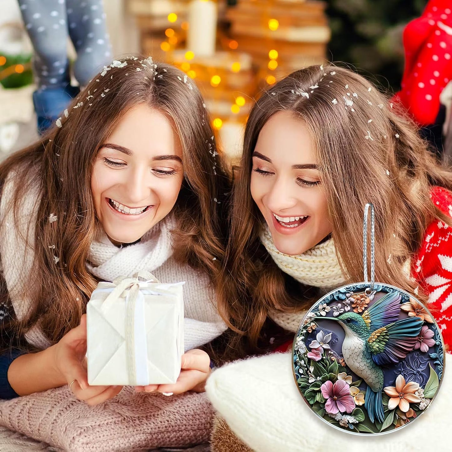 Jabihome Christmas Ornaments 2025, Exchange for Women, Men, Collectible Dated Year Ornaments for Tree, Unique Acrylic Suncatcher, Printed Stained Glass Effect Decor (Hummingbird)