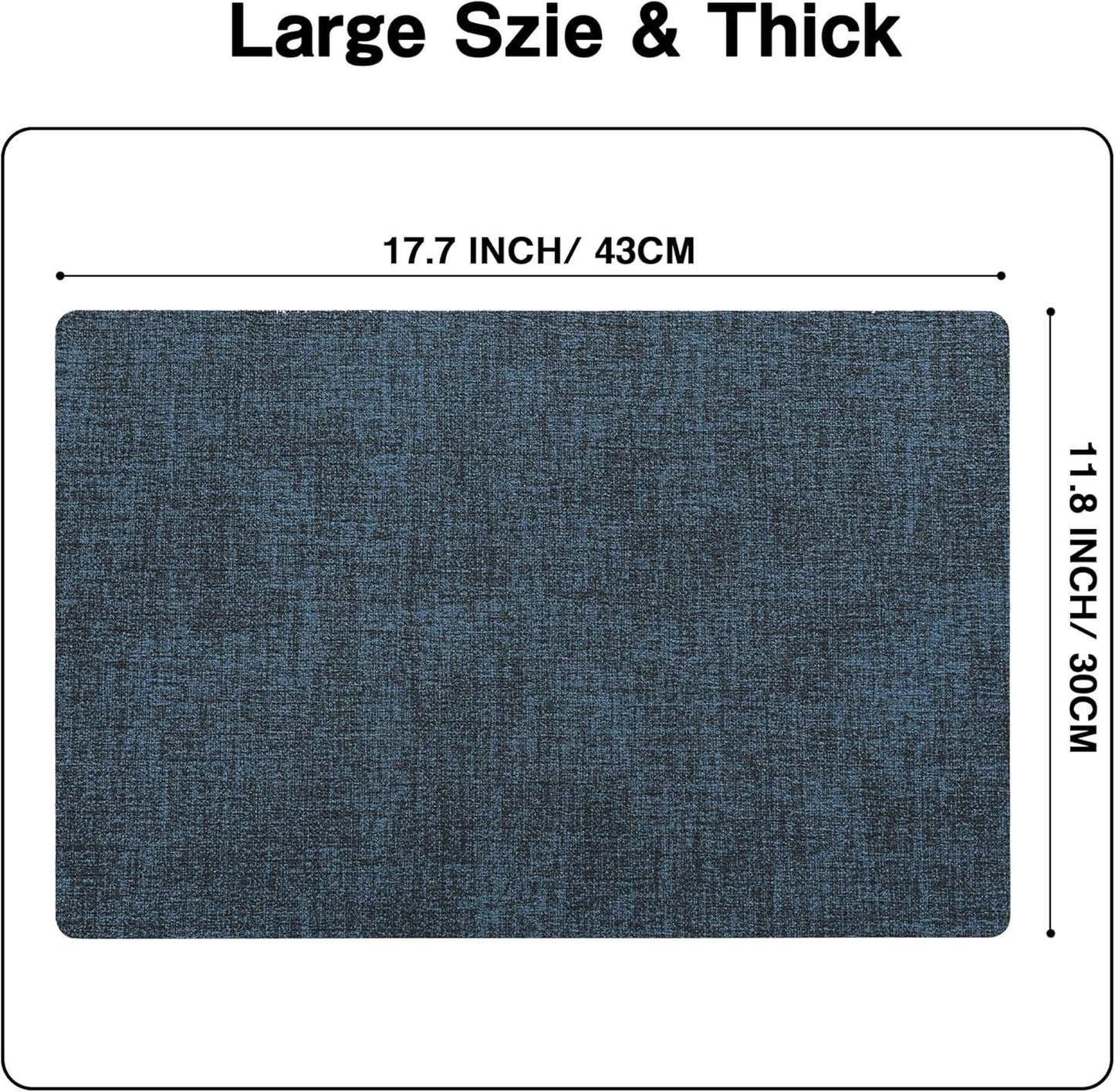 Chrysameld Vinyl Placemats Set of 4 - Faux Leather 100% Waterproof Oil-Proof Wipeable PU Place Mats, Heat Resistant Anti Slip Reversible Table Mats for Indoor & Outdoor Use,(17×12Inch, Navy Blue)