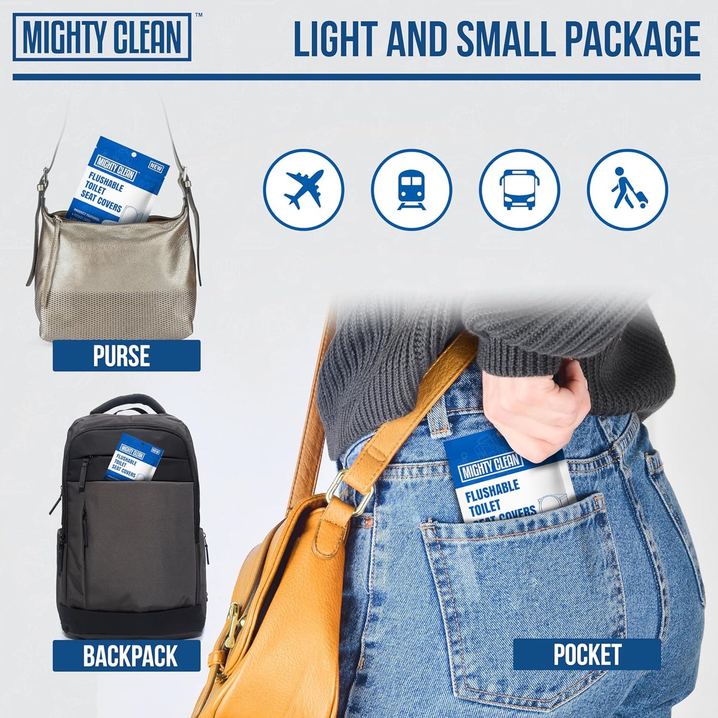 Toilet Seat Covers Flushable - Upgraded XL Size| Biodegradable Paper Covers for Adults, Kids, Toddlers | Travel Essentials for Public Restroom, Airplane, Camping (50 Pack)