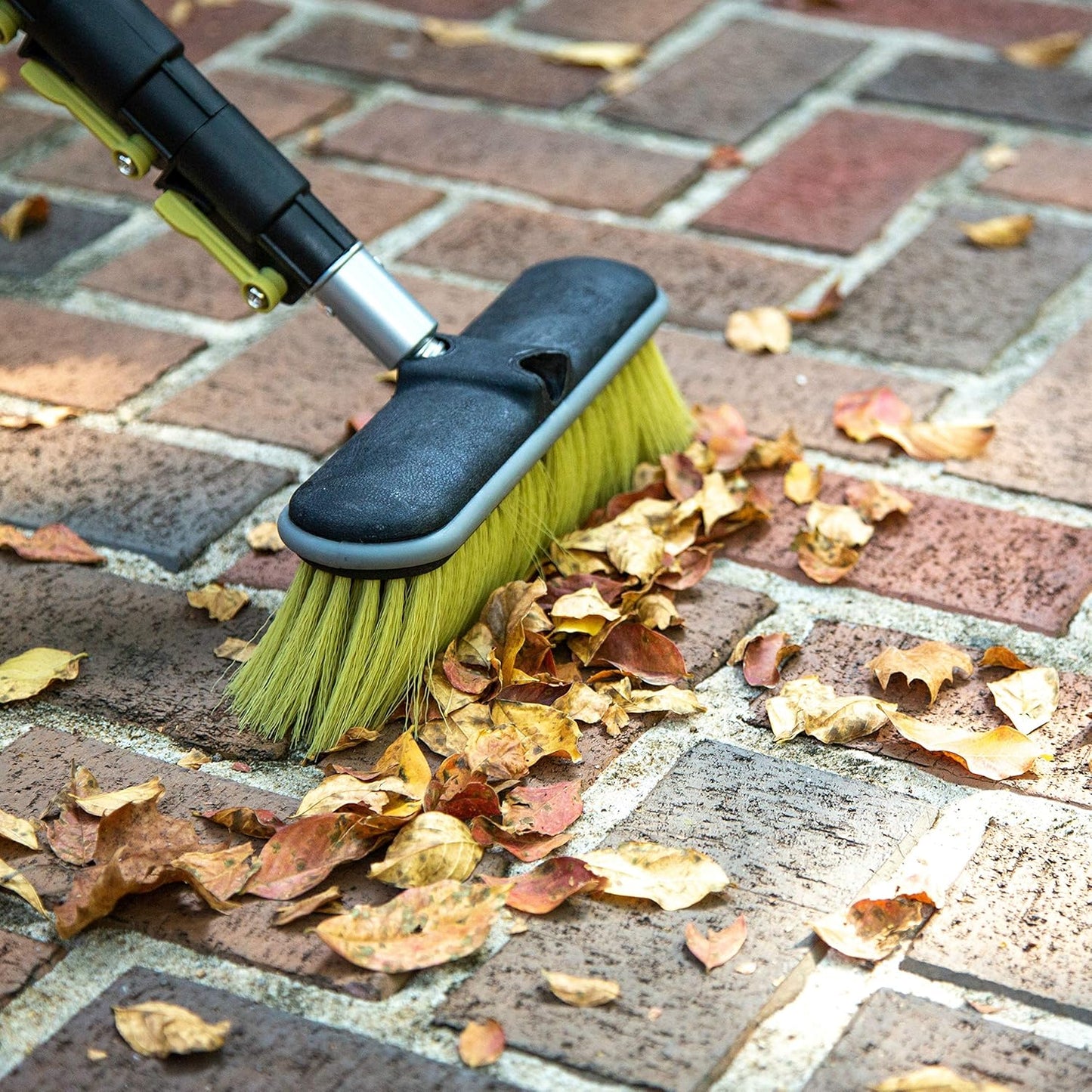 DOCA Scrub Brush Attachment for Long Handle Extension Pole - Outdoor Broom and Scrubbing Brush for House Floor, Deck, Patio, Car - Medium Brush