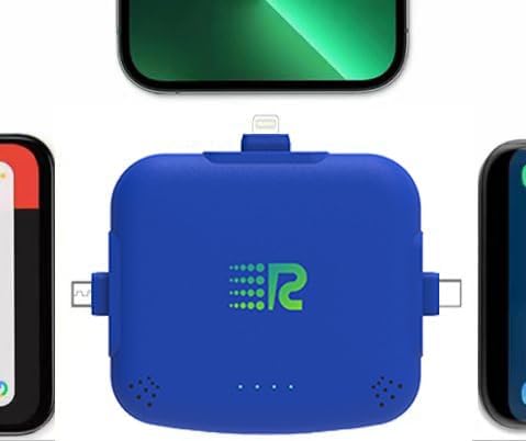 Rush Charge Universe 3 in 1 Portable Charger – 3300mah, 2.4A High-Speed Fast Charging Compatible with iPhone and Android Lightning, Type C, Micro-USB Charges 3 Devices at a Time Pre-Charged RC33 Blue