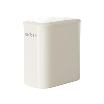 MRBIN Motion Sensor Bathroom Metal Trash Can with Lid and Wheels, 10L/2.6gal Automatic Removable Slim Electric Narrow Waste Basket for Near Desk Office, Bedroom, Kitchen, Rv, White