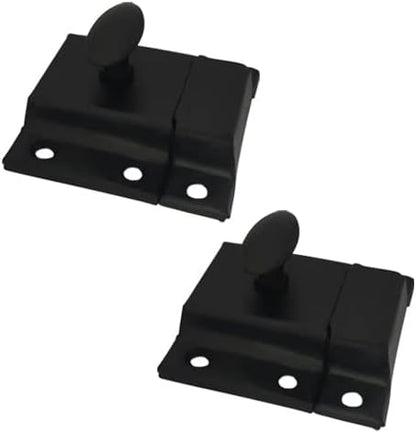 QCAA Oval Turn Cabinet Latch, for Cupboard & Other Furniture, Large, Matte Black, Made in Taiwan, 2 Pack