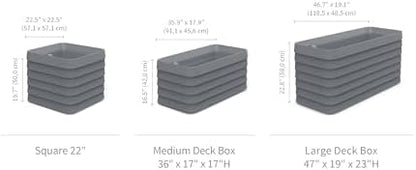 Crescent Garden TruDrop Self Watering Slat Square Box Planter - Indoor Outdoor Planter Box with Built-in Reservoir & Water Level Indicator, All Weather Flower Pot, 22''(Shadow)