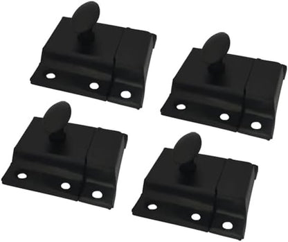 QCAA Oval Turn Cabinet Latch, for Cupboard & Other Furniture, Large, Matte Black, Made in Taiwan, 4 Pack