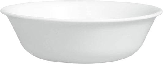 Corelle Vitrelle 4-Pieces 18-Oz Soup/Cereal Bowls Chip & Crack Resistant Glass Dinnerware Set Bowls, Winter Frost White