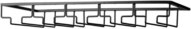 Wine Glass Rack - Under Cabinet Stemware Wine Glass Holder Glasses Storage Hanger 1 Pack Metal Organizer for Bar Kitchen 5 Rows Black