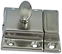 QCAA Oval Turn Cabinet Latch, for Cupboard & Other Furniture, Large, Satin Nickel, 2 Pack, Made in Taiwan