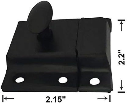 QCAA Oval Turn Cabinet Latch, for Cupboard & Other Furniture, Large, Matte Black, Made in Taiwan, 2 Pack