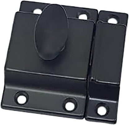 QCAA Traditional Large Oval Turn Cabinet Latch, Solid Brass, 2", for Cupboard & Other Furniture, Matte Black, 4 Pack, Made in Taiwan