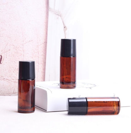 2Pcs Brown Glass Essential Oil Roller Bottles Refillable Roll on Bottles Empty Deodorant Bottle Containers Rollerball Beauty Personal Care Fragrance Cosmetics Tools (50ML)