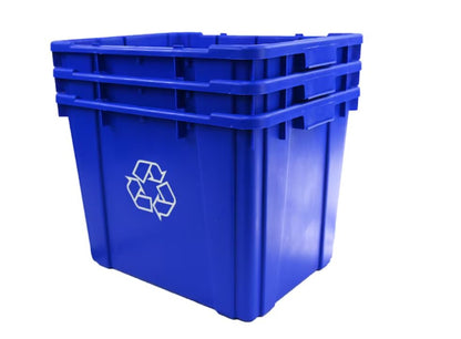 14 Gallon Blue Indoor or Outdoor Recycling Bin Stackable Made in The USA from 100% Recycled Products