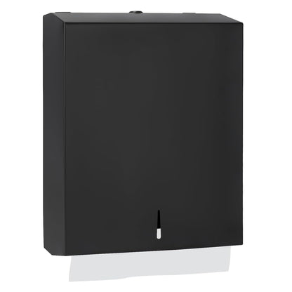 Paper Towel Dispenser Wall Mount, Matte Black Stainless Steel Commercial Paper Towel Holder with Lock, Large Capacity 400 C Fold/525 Multifold Towels