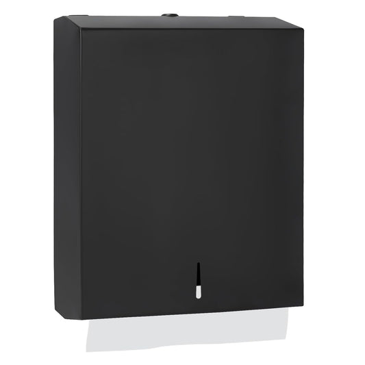 Paper Towel Dispenser Wall Mount, Matte Black Stainless Steel Commercial Paper Towel Holder with Lock, Large Capacity 400 C Fold/525 Multifold Towels