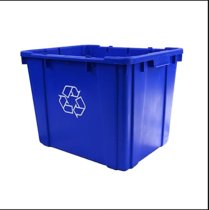 14 Gallon Blue Indoor or Outdoor Recycling Bin Stackable Made in The USA from 100% Recycled Products