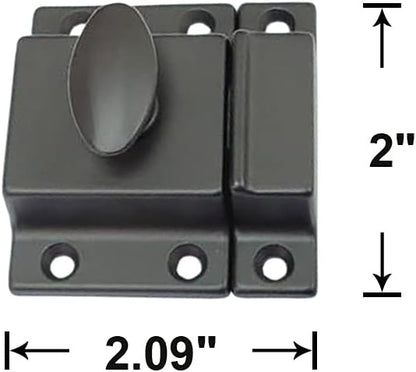 QCAA Traditional Large Oval Turn Cabinet Latch, Solid Brass, 2", for Cupboard & Other Furniture, ORB Oil Rubbed Bronze US10B, 4 Pack, Made in Taiwan