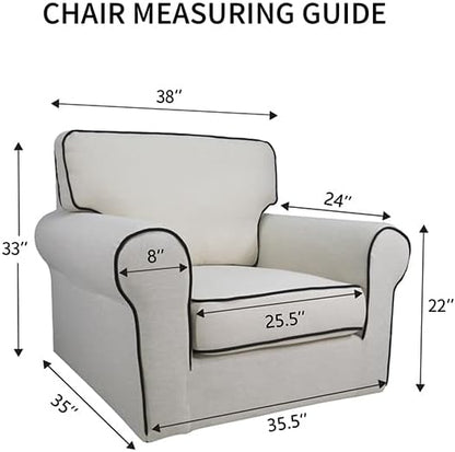 PureFit Reversible Quilted Sofa Cover, Water Resistant Slipcover Furniture Protector, Washable Couch Cover with Non Slip and Elastic Straps for Kids, Dogs, Pets (Chair, Ivory/Ivory)