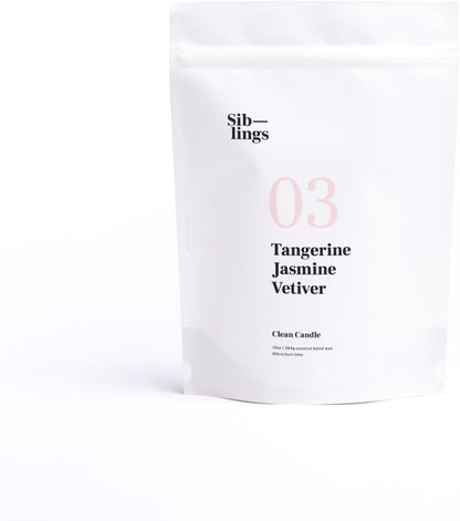 Siblings Candle Making Kit | DIY Coconut-Soy Wax Candle Kit with Wooden Wick | Scent No 03: Tangerine, Jasmine, Vetiver | Clean, Non-Toxic, Reusable, 60 Hr Burn