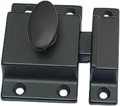 QCAA Traditional Large Oval Turn Cabinet Latch, Solid Brass, 2", for Cupboard & Other Furniture, Matte Black, 1 Pack, Made in Taiwan