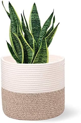 Planter Baskets for Indoor 11" Planters Cotton Rope Flower Plant Pots Cover,Woven Storage Baskets for Crafts, Organization Modern Home Decor 11"x11"Khaki