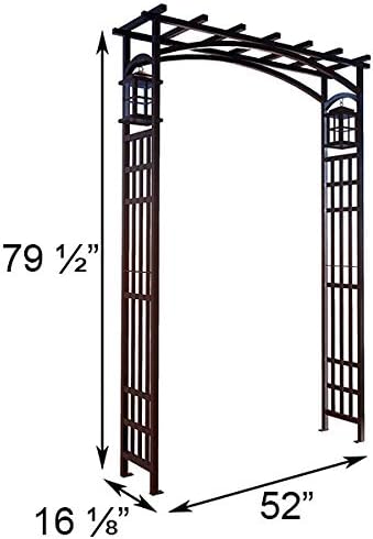 Panacea 84303 Mission Garden Arbor with Lanterns, Black, 79.5" H