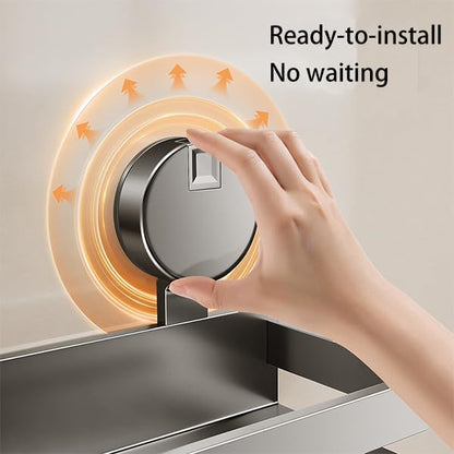 Spice Rack Wall Mounted 2 Pack,Suction Cups Spice Organizer for Cabinet,Large Capacity Metal Spice Shelf for Kitchen Cabinet, Pantry Doors, Bathroom, Shower, Home Decor (15.7 inch)