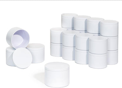 Aroparc White Candle Tins - 8oz, 24 Piece, Straight Sided Bulk Candle Containers for Candle Making Supplies