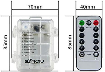 2 x Fairy Lights Battery Operated, Silver Wire Chains 8 Mode 5M 50 LEDs Timer String Lights with Remote Control for Bedroom Christmas Party Wedding Decoration (Multicolor)