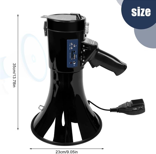 B S 50W Megaphone with Siren,Recording,SD Card,AUX Input for for Crowd Management,Emergencies