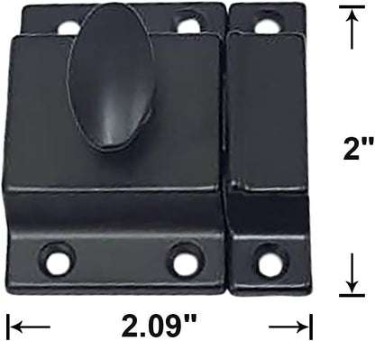 QCAA Traditional Large Oval Turn Cabinet Latch, Solid Brass, 2", for Cupboard & Other Furniture, Matte Black, 4 Pack, Made in Taiwan