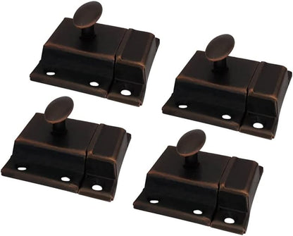 QCAA Oval Turn Cabinet Latch, for Cupboard & Other Furniture, Small, Antique Copper, Made in Taiwan, 4 Pack