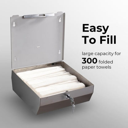 Paper Towel Dispenser Wall Mount - Multifold Trifold Paper Towel Dispensers, Large Capacity Stainless Steel Tissue Holder, Suitable for Bathrooms and Public Places