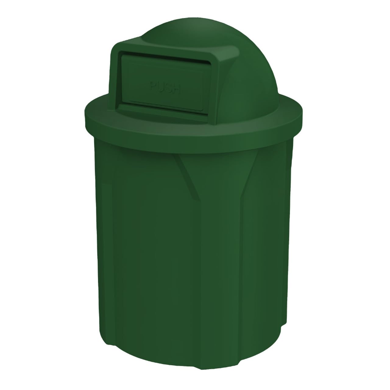 42 Gallon Circle 100% Recycled Plastic Heavy Duty Outdoor Commercial Trash Can with Push Open Dome Lid and Internal Liner - Great for Schools and Businesses - Green