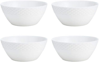 Mikasa Trellis Bone China 16-Piece Dinnerware Set, Service for 4, White Lightweight Porcelain with Textured Design, Chip-Resistant and Dishwasher Safe