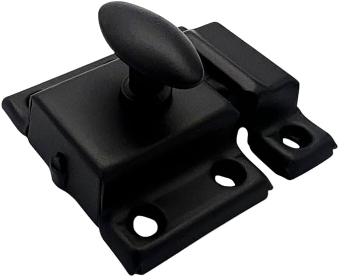 QCAA Oval Turn Cabinet Latch, for Cupboard & Other Furniture, Small, Matte Black, 8 Pack