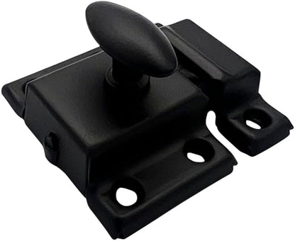 QCAA Oval Turn Cabinet Latch, for Cupboard & Other Furniture, Small, Matte Black, 1 Pack, Made in Taiwan