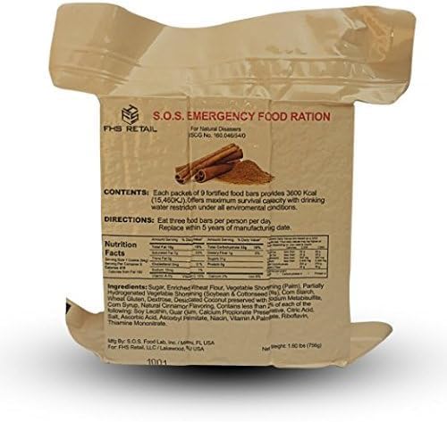 S.O.S. Rations Emergency 3600 Calorie Food Bar (Cinnamon + Coconut, 2 Pack)