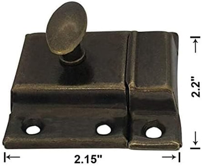 QCAA Oval Turn Cabinet Latch, for Cupboard & Other Furniture, Large, Antique Brass, Made in Taiwan, 2 Pack