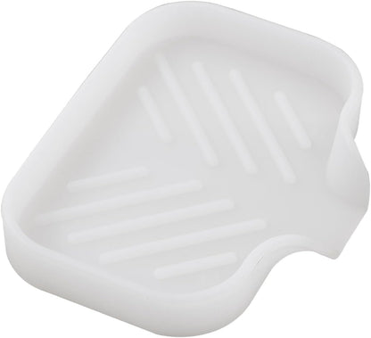 Silicone Bathroom Soap Dishes with Drain Spout-Bathroom and Kitchen Sink Organizer,Sponge Holder,Dish Soap Tray,Perfect for Dispenser,Scrubber,Bottle,Cup on Counter Translucent 4.9"×3.2"