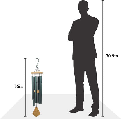 Wind Chimes Outdoor Deep Tone, 36 Inches Large WindChimes Outdoor Sympathy Windchime for Mom/Housewarming/Christmas, Garden Chimes for Outside Decoration. Green