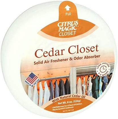 Citrus Magic For Closets Odor Absorbing Solid Air Freshener, Cedar Closet, 8-Ounce, Pack of 1 (616000000)